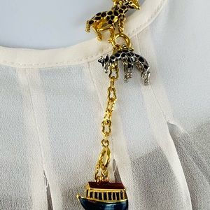 Vintage Joan Rivers Noah’s Ark Gold Tone Charm Necklace 32”